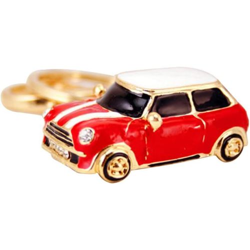 ytseazn-Porte-Clés En Verre Modèle De Mini Cooper,Porte-Clés Métal Rouge À Suspendre Au Sac À Main