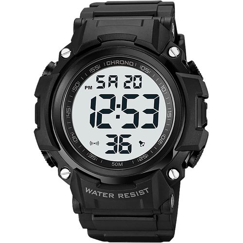 Ytseazn-Montre Homme Digitale,Sport Militaire Montre 50m Étanche Plastique Bordure Et Caoutchouc Bande Mode,Montre-Bracelet Chronographe Électrique Cadeau Cadran Blanc