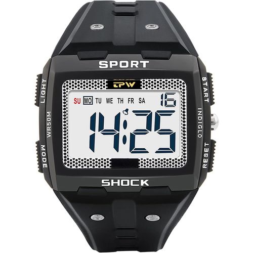 Ytseazn-Montre Digitale Homme Avec Alarme,Chronomètre,Calendrier,Eclairage,5atm Etanche-Montres Sport Numerique Avec Bracelet En Silicone Pour Hommes Cadeau