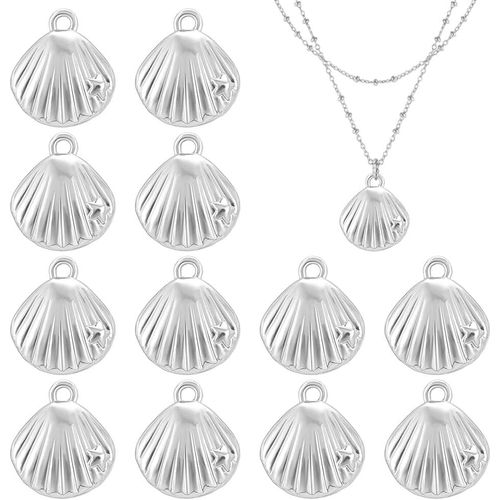 Ytseazn-12 Breloque Coquillage En Laiton Plaqué Argent Breloques Coquillages En Platine Pendentifs En Laiton Pour La Fabrication De Bijoux Boucles D'oreilles Bracelets Colliers