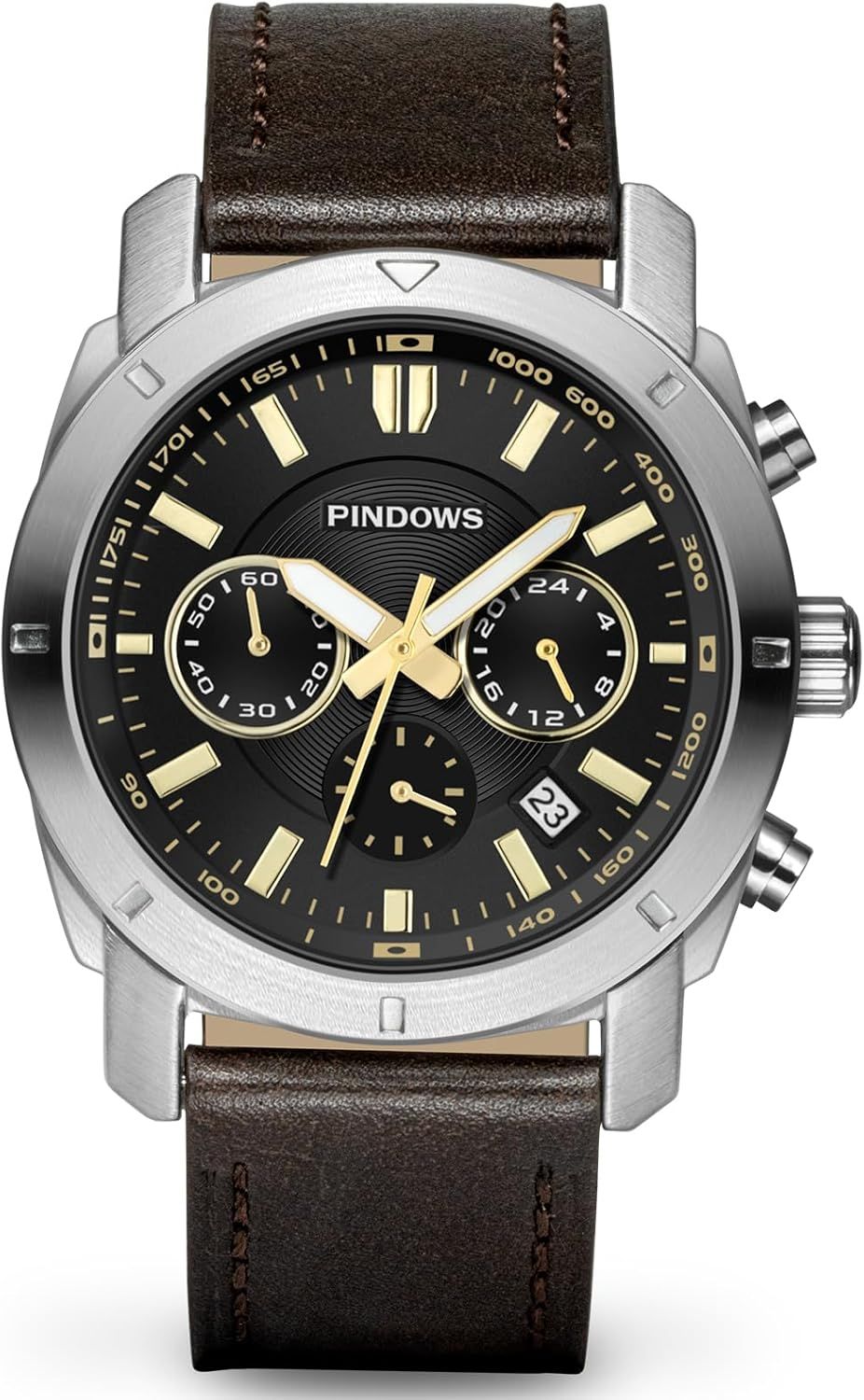 Ytseazn-Montres Pour Hommes,Montre Chronographe Pour Homme,Grand Cadran,Montre-Bracelet À Quartz Tendance Avec Bracelet En Acier Inoxydable Ou Bracelet En Cuir.