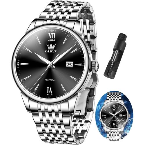 Ytseazn-Montres Pour Homme En Acier Inoxydable Doré Et Argenté-Montre Bicolore Décontractée Avec Date-Montre À Quartz Analogique Classique-Cadeau Pour Homme-Bracelet Avec Chiffres Romains /