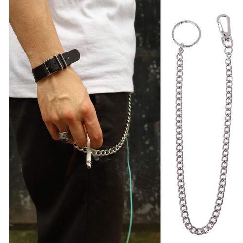 Ytseazn-Chaîne De Pantalons Hip Hop Pour Hommes Pantalon Porte-Clés Rock Gothique Jeans Link Coil Leash(1)