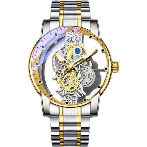Ytseazn-Montre Analogique À Quartz Pour Homme-Montre Squelette Transparente En Acier Inoxydable-Cadran De Luxe-Étanche Et Lumineuse