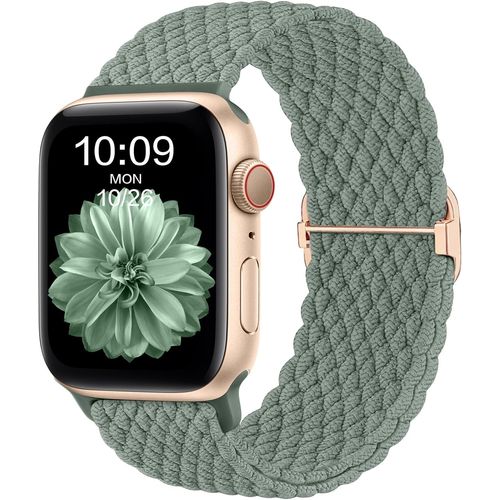 Ytseazn-Compatible Avec Apple Watch Bracelet 44mm 46mm 45mm 49mm 42mm Homme Femme,Tressé Élastique Stretch Alternative Sport Band Pour Iwatch Series 10 9 8 7 6 5 4 3 Se Ultra 2 1,Vert