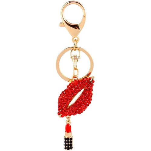 Ytseazn-Sexy Rouge À Lèvres Porte-Clés Femme Cristal Sac À Main Charm Décoration Pendentif Porte-Clés Exquis Pour Fille Femme Dame