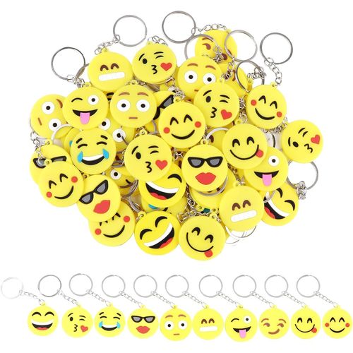 ytseazn-50 Pièces Emoji Porte-Clés Émoticône Porte-Clés Pour Cadeaux Anniversaire Des Enfants Remplisseurs De Sac De Fête Smileys Keychain Pour Noël Enfants Cadeau De Fête