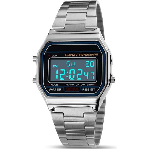 Ytseazn-Montre Bracelet Numérique Quartz,30m Etanche Digital Cadran Lcd Montre Pour Homme Avec Bracelet En Résine Multifonction Rétro-Éclairage Led Calendrier D'alarme Argent