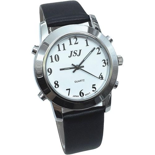 Ytseazn-Montre Parlante Analogique Avec Alarme Annonce De L'heure En Français Pour Aveugle Et Les Personnes Malvoyant,Bracelet Cuir