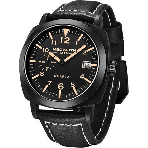 Ytseazn-Megalith Montre Homme Militaires Cuir Nylon Montres Pour Hommes Imperméable Date Montre Travail Terrain À Quartz Analogique Sport Boîte