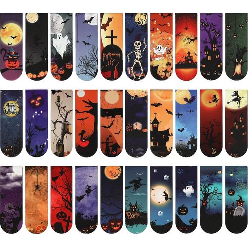Ytseazn-30 Pièces Marque Page Magnetique Halloween Marque-Pages Clip De Page Fournitures De Lecture Marque-Pages Magnétiques Marque Page Original Pour Étudiants Scolaire Bookmark Amateurs De Livres
