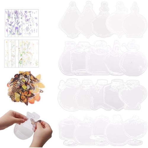 Ytseazn-80 Pièces Signet Transparent Marque-Page Forme Bouteille Autocollants Verrerie Bookmark Pour Lecture De Livres Cours D'artisanat Cadeaux Diy