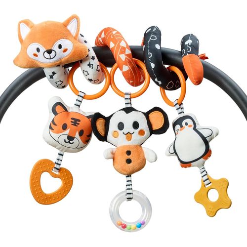 Ytseazn-Tumama Noir Et Blanc Spirale D'activité Bébé,Eveil Poussette Jouet Pour Bebe 0 3 6 9 Mois,Jeux Suspendre Avec Hochet Et Anneaux De Dentition Pour Auto,Stroller Arch,Berceau,Peluche Jouets Cadeau