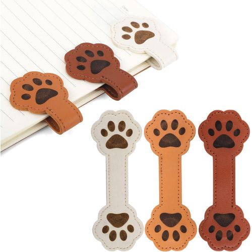 Ytseazn-3pcs Marque-Pages Magnétiques En Cuir De Pattes De Chien,Marque-Pages Magnétiques En Cuir Avec Motif De Pattes Accessoires De Lecture Cadeau Pour Les Amateurs De Livres(3 Couleurs)