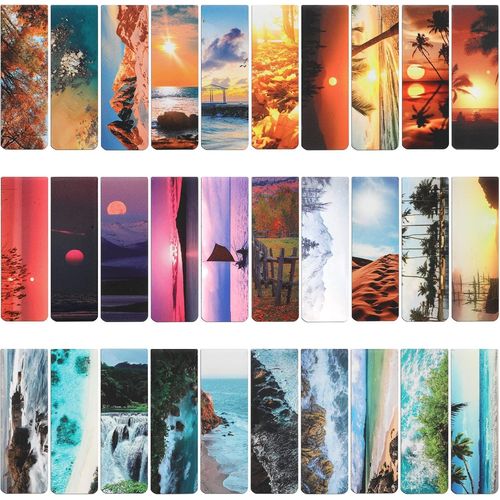 Ytseazn-30 Pièces Marque Page Magnetique,Naturel Paysage Signets Magnétiques Magnetic Bookmarks Set,Scenery Aimanté Marques Pages Pour Enfants École Étudiants Bureau Lecture Fournitures(30styles,6x2cm)