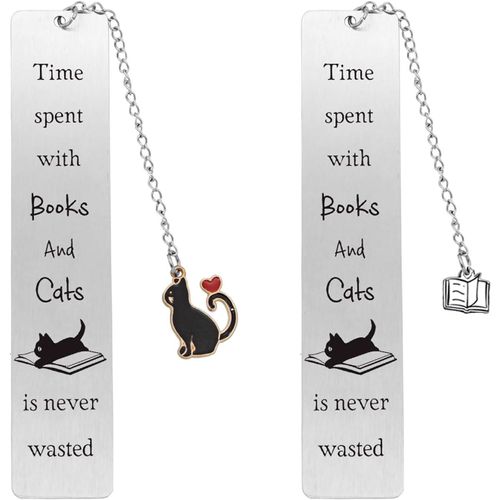 Ytseazn-2 Pièces Marque-Page Chat,Marqu Page Mignon,Signets En Métal Chat,Marque-Pages En Forme De Chat,Signets Pendentif Chat Pour Les Amoureux Des Chats Hommes Femmes