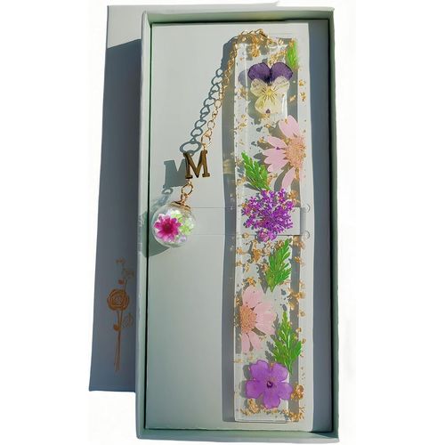 Ytseazn-Marque Page Personnalisé,Marqu Page Originale 26 Lettres,Lecture Cadeau Lumineux,Pour Maîtresse Copine Fille Mère Grand-Mère,Fête Et Anniversaire,Avec Coffret Cadeau-M