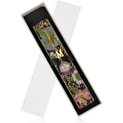 ytseazn-Marque-Pages En Résine Fleurs Marque Page Personnalisable Transparente Accessoires De Livre Bookmark Original Lumineux Signets Naturels Fleurs Pressées Cadeau Pour Fille Mère Femmes Lettres M