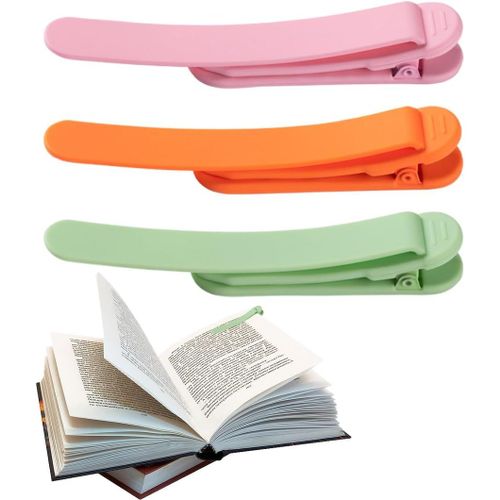 Ytseazn-Marque Page Intelligent,En Silicone,3 Pièces,Signe-Page Automatique,Clip De Signet,Accessoire De Livre,Cadeau Idéal Pour Les Amoureux De La Lecture(3 Couleurs)