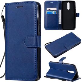 Compatible Avec Coque Xiaomi Redmi 8, Flip Rabat Cuir Portefeuille Housse Avec Fentes Pour Cartes, Magnetique Fonction Stand Etui A Rabat Bleu & 2x Verre Trempe