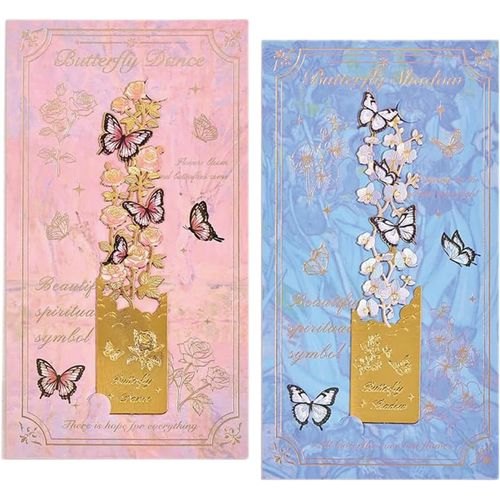 Ytseazn-2 Pièces Signets Métalliques,Signets Dorés Ajourés,Design Papillon Et Fleurs,Accessoires De Livre,Idées Cadeaux Uniques,Signet Imprimé En Couleurs