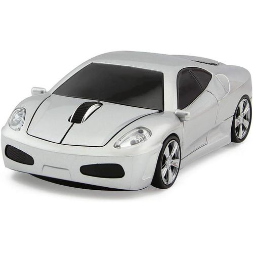 ytseazn-Souris D'Ordinateur Sans Fil En Forme De Voiture De Sport 3D,Souris Ergonomique Pour Ordinateur Portable Fll(Argenté)