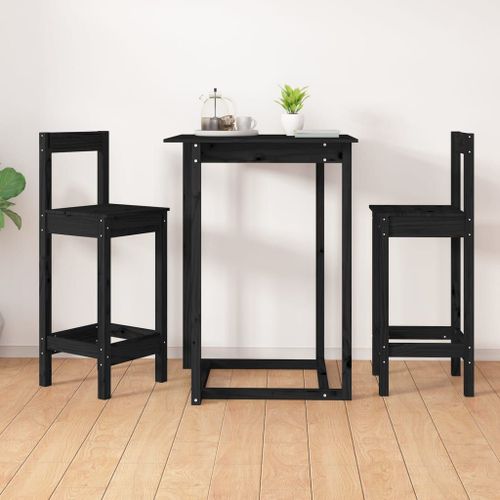 Chaises De Bar Lot De 2 Noir 40x41,5x112 Cm Bois De Pin Solide