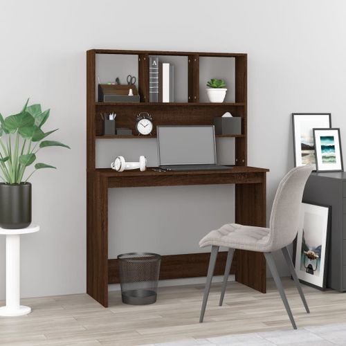 Bureau Et Étagères Chêne Marron 102x45x148 Cm Bois D'ingénierie