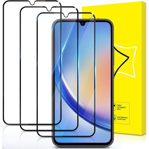 Lot De 3 Verre Trempé Pour Samsung Galaxy A34 5g Couverture Complète Vitre Protecteur 9h Dureté Sans Bulles Anti-Rayures Film Protection Écran Compatible Avec Samsung Galaxy A34 5g