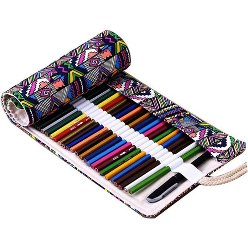 Ytseazn-Rouleau Trousse À Crayons De Couleur 72 Pot À Crayons Trousse À Crayons Cinq Étoiles Crayons De Couleur Pour Adultes Trousse Scolaire Enveloppement De Crayon Impression