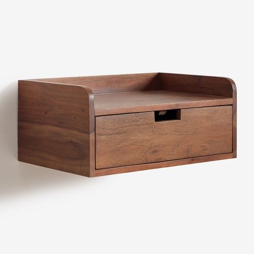 Table De Chevet Flottante 45x30 Cm En Bois D'acacia De Narbona Brun Acacia Foncé