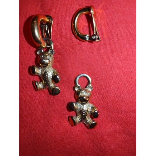 Boucles D¿Oreilles Agatha Paris Demi Creole Et Nounours (Amovible) Vintage Annee 90