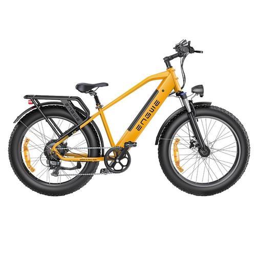 Engwe E26 Vélo Électrique 48v 16ah Batterie 250w Moteur Shimano 7 Vitesses Portée Maximale 140km Vitesse Maximale 25km/H 26x4,0 Pouces Fat Tire Frein À Disque Hydraulique Step-Over Vtt¿Bumblebee Jaune