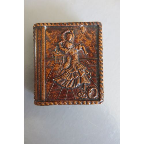 Ancien Étui En Cuir Boîte D'Allumettes
