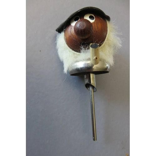 Bouchon Verseur Figurine En Teck Vintage