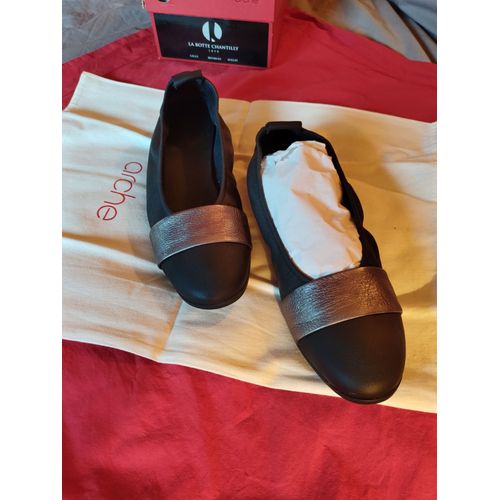 Ballerines Arche Cuir Noir Et Bronze Confort Incomparable P41 Comme Neuves !