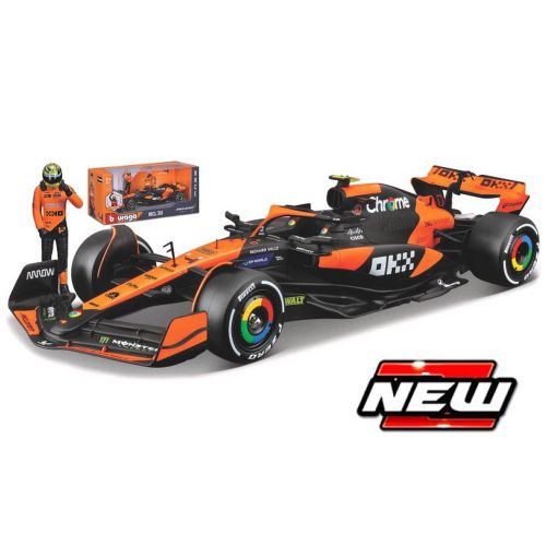 Véhicules miniatures Die Cast 1/24 RACING - McLaren MCL38 SF 2024 + figurine pilote #Norris