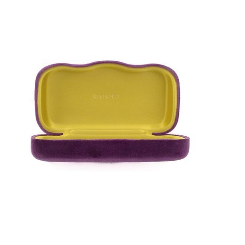 ETUI GUCCI RIGIDE A LUNETTES VIOLET ET JAUNE EN VELOURS BOITE PLIANTE HARD CASE DE PROTECTION FERMETURE AUTOMATIQUE PROTEGE DES CHOCS COFFRET A MONTURE DE VUE