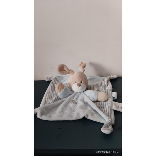Doudou Plat Lapin Bleu Rayé Simba Toys Broderies Étoiles