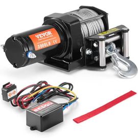 Treuil Électrique-VEVOR-VTT UTV-Capacité de Traction 1361 kg 12 V CC avec Câble en Acier à 7 Brins ¿ 0,5 x 1188,7 cm
