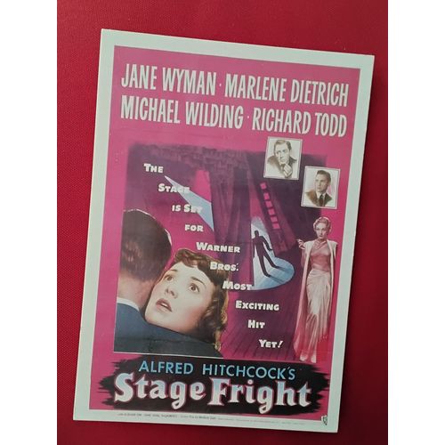Carte Postale Stage Fright (Alfred Hitchcock) 1950 - Film Avec : Jane Wyman, Marlène Dietrich,