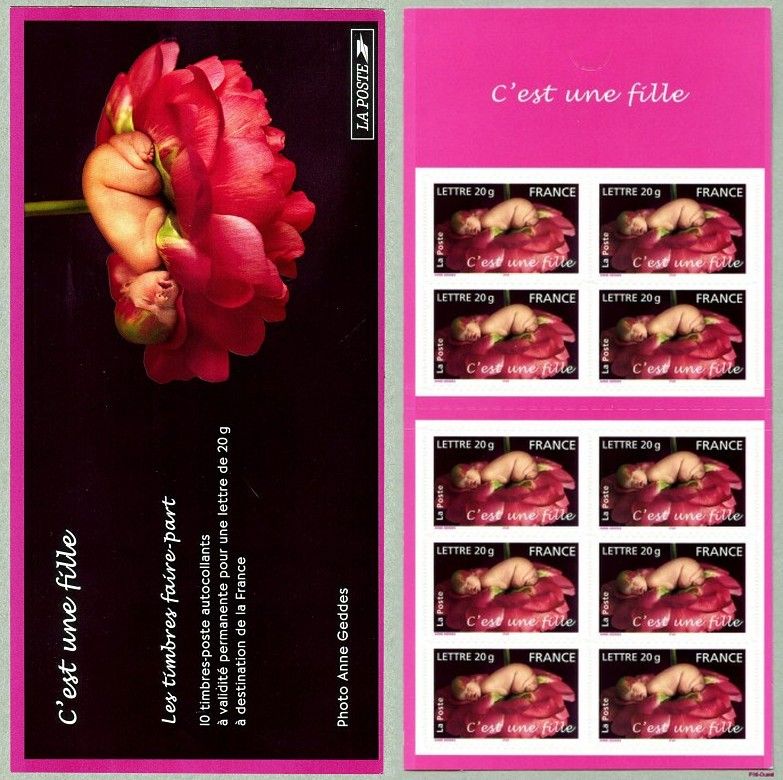 France 2005, Très Beau Bloc Feuillet Yvert 3804 Ou 54, 10 Timbres Autoadhésifs 3804, Timbres De Naissance, "C'Est Une Fille", Validité Permanente, Collection Ou Affranchissement.
