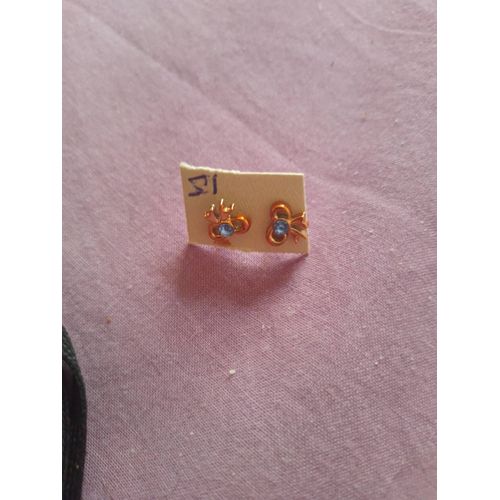 Boucle D Oreille N?uds Rubis Bleu Dorées Neeuuvve