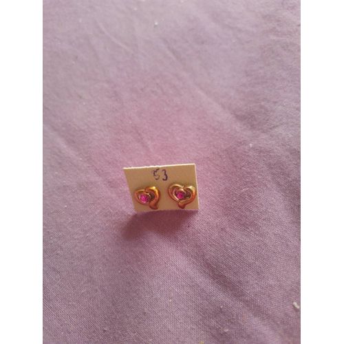 Boucle D'oreille Coeur Rubis Rose