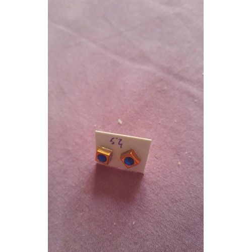 Boucle D'oreille Carré Rubis Bleu
