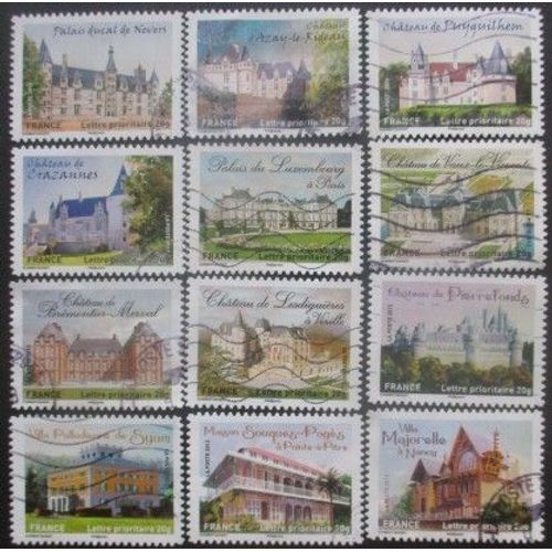 France Autoadhésif Série N°726 Au 737 Chateaux Oblitérés