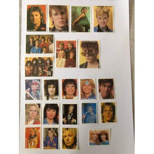 Lot De 22 Vignettes Chanteurs Vedettes Pop Années 1970 Et 1980
