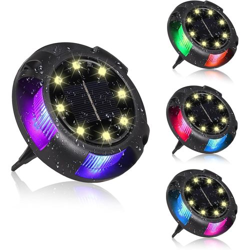 Shiba-4 Lot De Lampes Solaires De Chemin Rvb Lampes De Sol Solaires Ip65 Étanches Décorations Marche/Arrêt Automatiques Pour Jardi[1