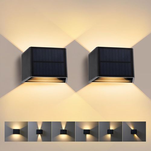 Shiba-Applique Murale Extérieur, Lot De 2 Lampe Murale Solaire, 3000k Applique Extérieur Vintage, Réglable De Haut En Bas Luminair[3
