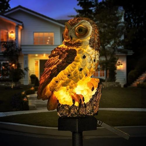 Shiba-Solaire Lampe De Pelouse Hibou, Décoration Jardin Extérieure, Lumière Automatique Imperméable Pour Allée, Cour Ou Terrasse É[6